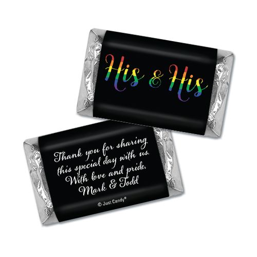 Personalized Hershey's Miniatures - Gay Wedding His & His Rainbow