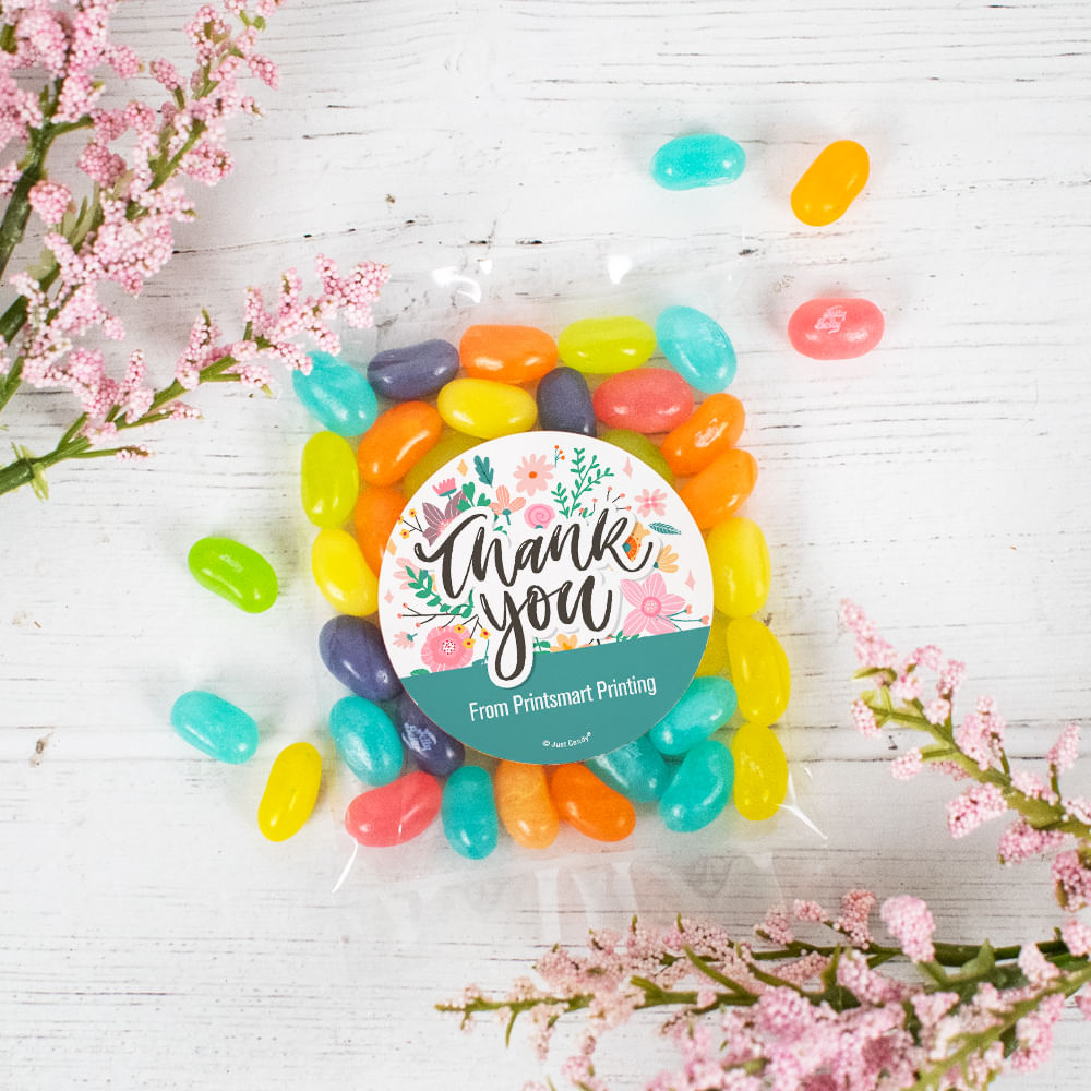 Personalized Thank You Candy Bag with Jelly Belly Jelly Beans Spring