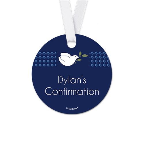 Personalized Dove Confirmation Round Favor Gift Tags (20 Pack)