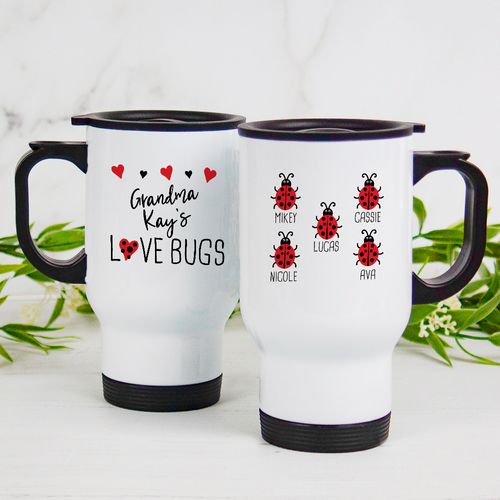 Personalized Stainless Steel Travel Mug (14oz) - Five Love Bugs