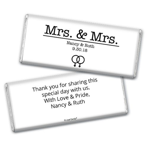 Personalized Chocolate Bar & Wrapper - Lesbian Wedding Mrs. & Mrs.