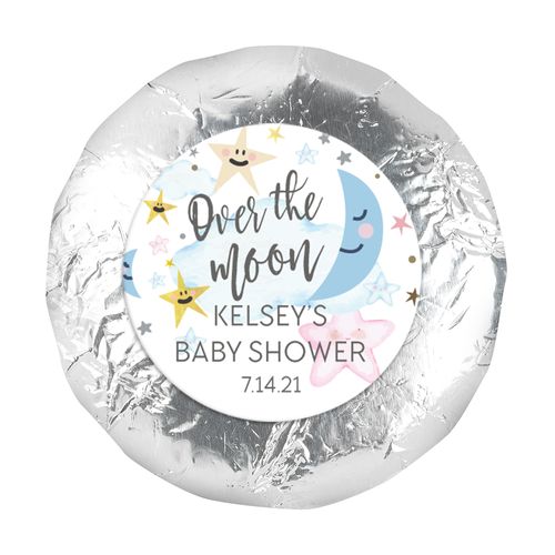 Personalized Over the Moon Baby Shower 1.25in Stickers (48 Stickers)