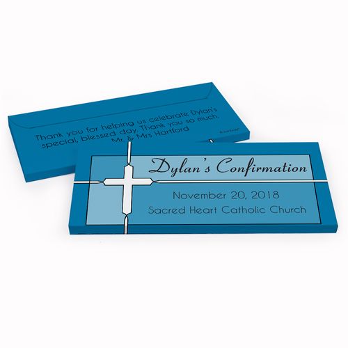 Deluxe Personalized Stained Glass Confirmation Chocolate Bar in Gift Box