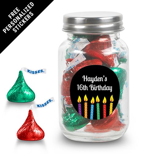 Birthday Personalized Mason Jar Lit Candles (24 Pack)
