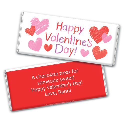 Personalized Valentine's Day Red and Pink Hearts Chocolate Bar Wrapper