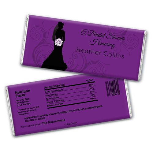 Bride Silhouette Bridal Shower Favors Personalized Candy Bar - Wrapper Only