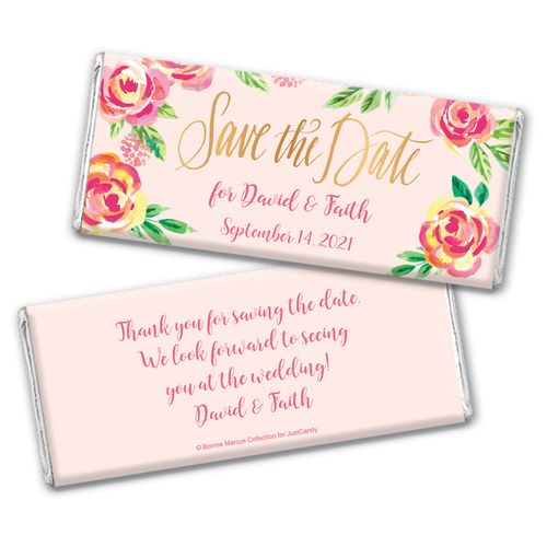 In the Pink Save the Date Favors by Bonnie Marcus Personalized Candy Bar - Wrapper Only