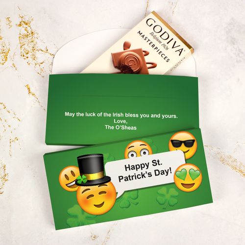 Deluxe Personalized St. Patrick's Day Emoji Godiva Chocolate Bar in Gift Box