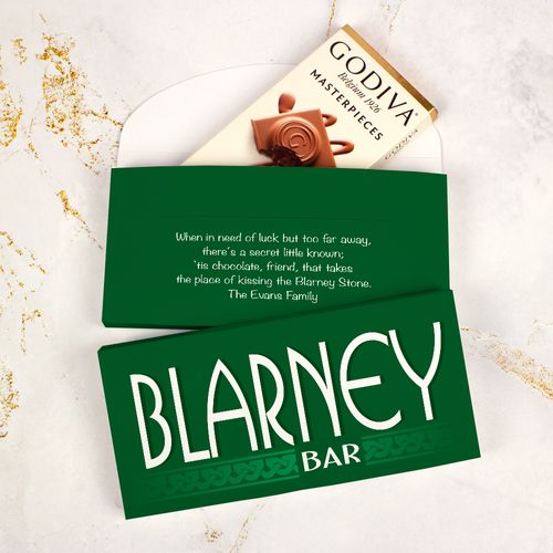 Deluxe Personalized St. Patrick's Day Blarney Bar Godiva Chocolate Bar in Gift Box