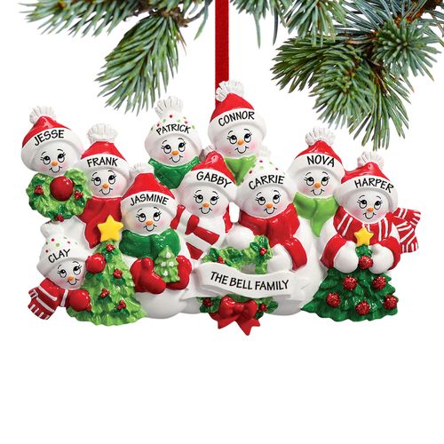 Personalized Snowmen with Banner Family of 10