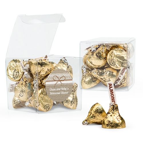 Personalized Rehearsal Dinner Favor Assembled Clear Box Filled with Hershey's Kisses