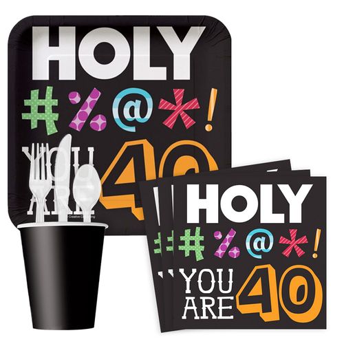 Holy Bleep 40Th Birthday Party Standard Tableware Kit (Serves 8)