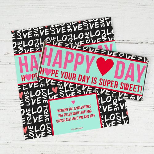 Personalized Valentine's Day Chocolate Bar Wrapper Only - Happy Heart Day