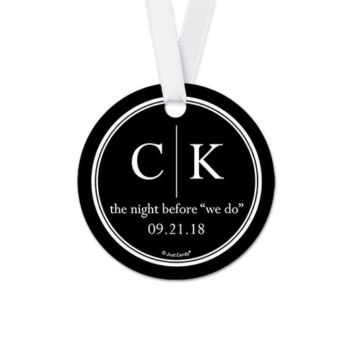 Personalized Initials Rehearsal Dinner Round Favor Gift Tags (20 Pack)