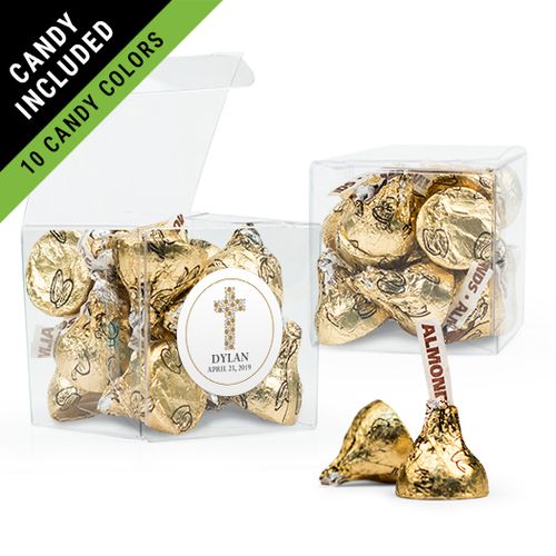 Personalized Boy Confirmation Favor Assembled Clear Box Filled with Hershey's Kisses