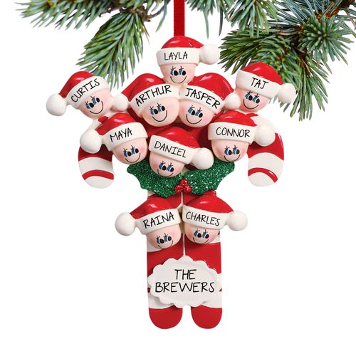 Personalized Candy Cane Family of 10