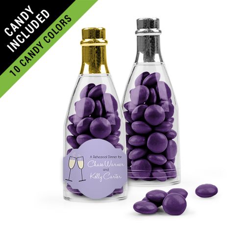 Personalized Rehearsal Dinner Favor Assembled Champagne Bottle Filled with Just Candy Milk Chocolate Minis