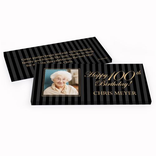 Deluxe Personalized Photo 100th Birthday Hershey's Chocolate Bar in Gift Box