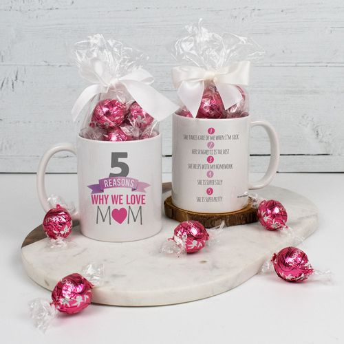 Personalized 5 Reasons Why we Love Mom - 11oz Mug with Lindt Truffles