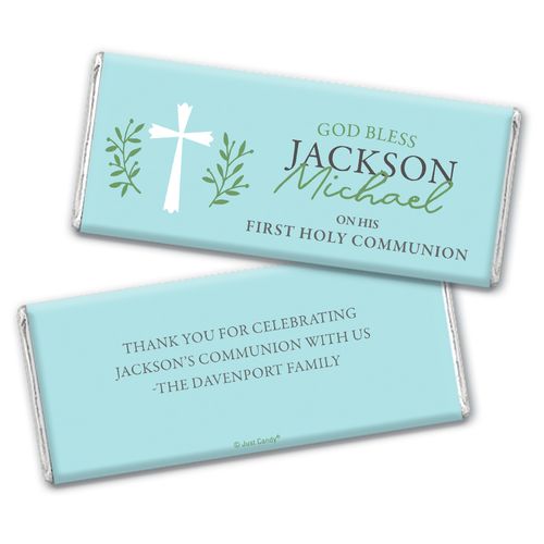 Personalized Communion God Bless Blue Chocolate Bars