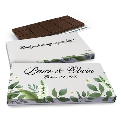 Deluxe Personalized Botanical Garden Wedding Chocolate Bar in Gift Box (3oz Bar)