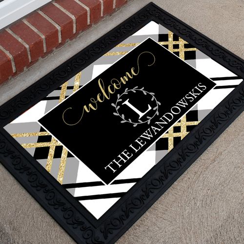 Personalized 18" x 30" Doormat Welcome Plaid