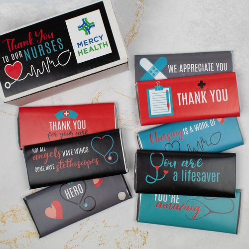 Personalized Nurse Appreciation Belgian Chocolate Bars Gift Box - 8 Pack