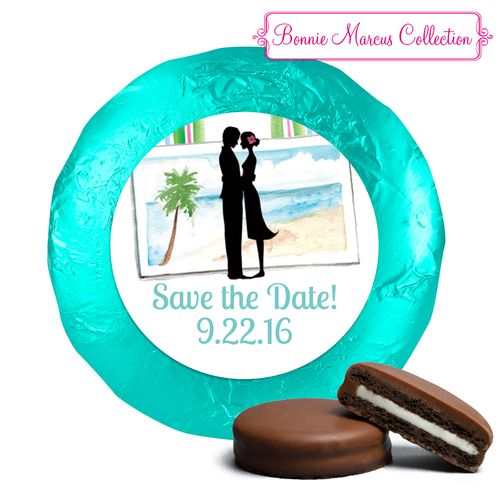 Tropical I Do Save the Date Favors Milk Chocolate Covered Oreo Assembled