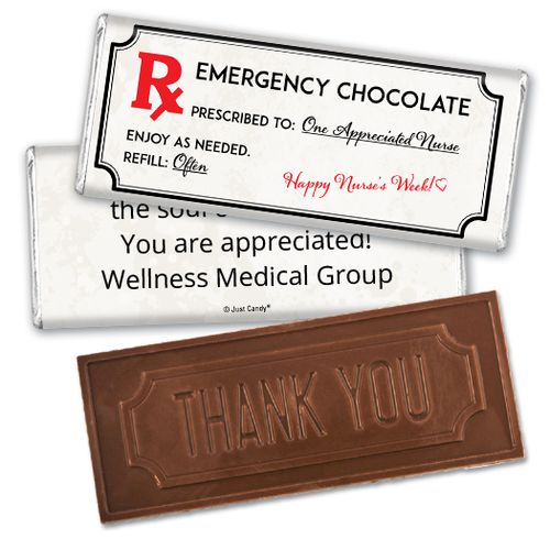 Personalized Emergency Chocolate Kit Embossed Thank You Chocolate Bar
