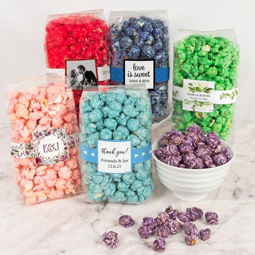 Personalized Wedding Candy Coated Popcorn 8 oz Bags