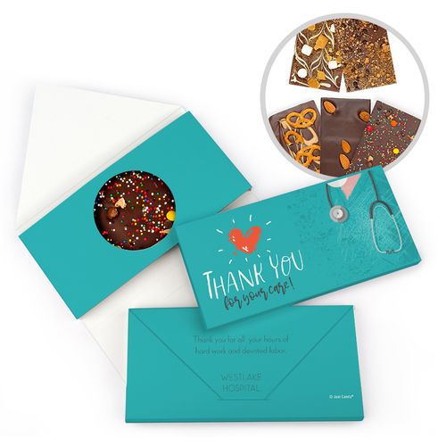Personalized Thank You for Your Care Gourmet Infused Belgian Chocolate Bars (3.5oz)