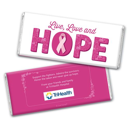 Personalized Chocolate Bar Wrappers Only - Breast Cancer Awareness Live Love Hope