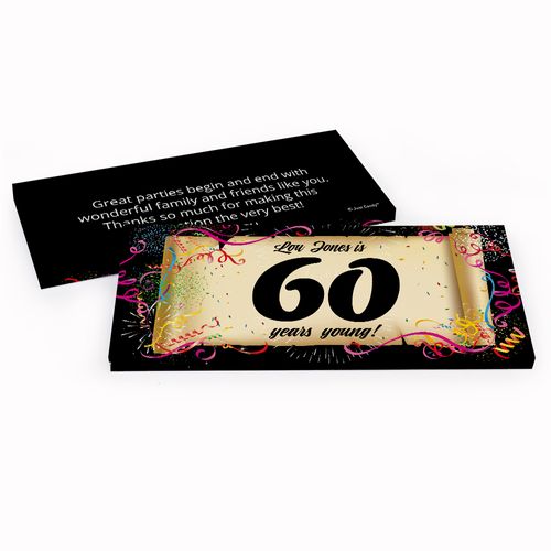 Deluxe Personalized 60th Confetti Birthday Birthday Hershey's Chocolate Bar in Gift Box