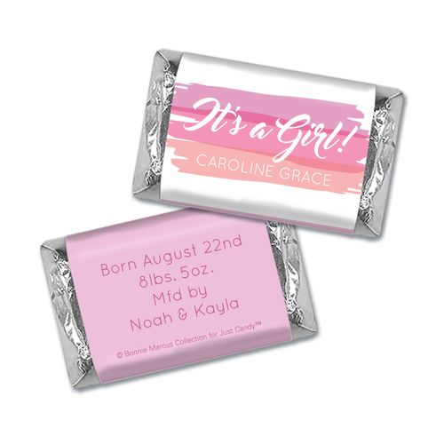 Bonnie Marcus Collection Personalized Chocolate Bar Watercolor Girl Birth Announcement