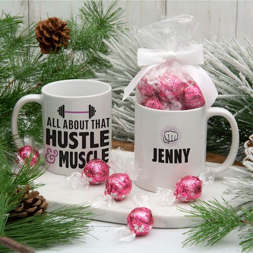 Personalized Hustle Muscle 11oz Mug with Lindt Truffles