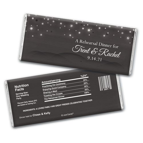 Starlit Evening Rehearsal Dinner Favor Personalized Candy Bar - Wrapper Only
