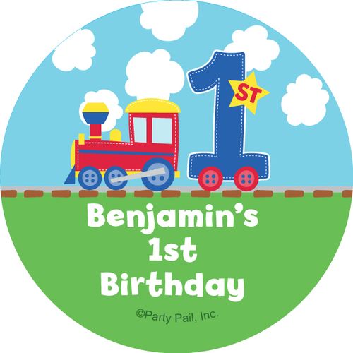 All Aboard First Birthday Personalized 2" Stickers (20 Stickers)