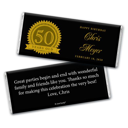 Seal of Experience 50th Birthday Personalized Candy Bar - Wrapper Only