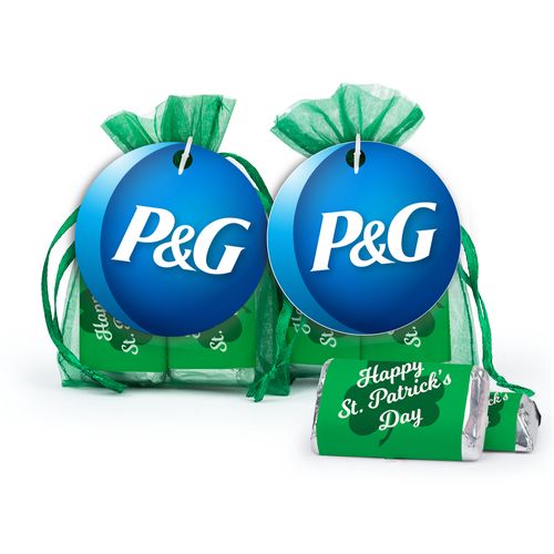 Personalized St. Patrick's Day Hershey's Miniatures in XS Organza Bags with Add Your Logo Gift Tag