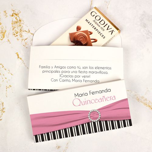 Deluxe Personalized Quinceaera ayas y el Arco Godiva Chocolate Bar in Gift Box