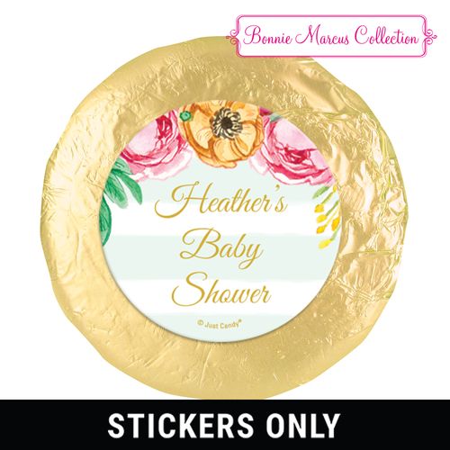 Personalized 1.25" Stickers - Bonnie Marcus Baby Shower Stripes (48 Stickers)