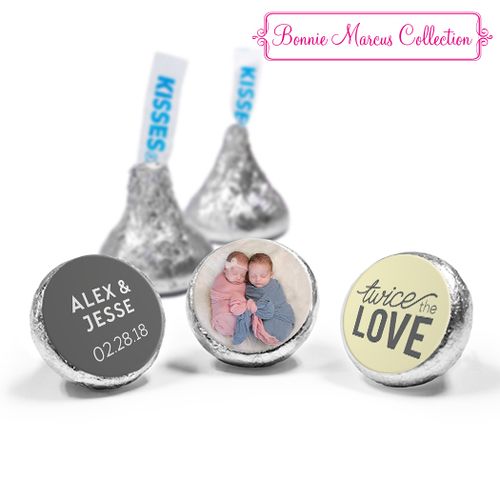 Personalized Twice the Love Birth Announcement Hershey's Kisses