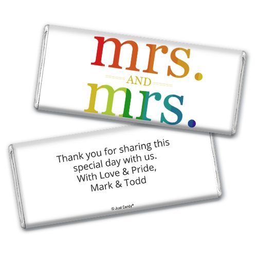 Personalized Chocolate Bar & Wrapper - Lesbian Wedding Mrs. & Mrs. Rainbow