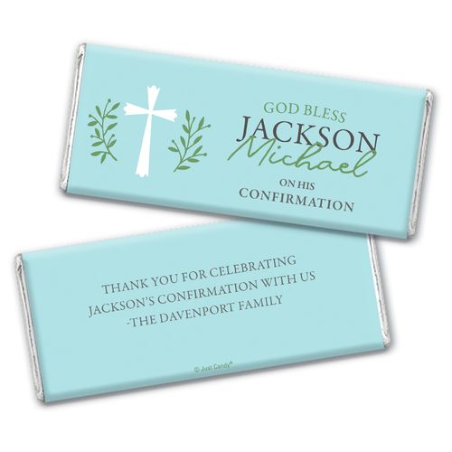 Personalized Confirmation God Bless Blue Chocolate Bars