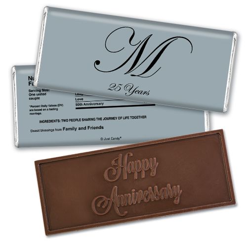 Anniversary Party Favors Personalized Embossed Chocolate Bar Chocolate & Wrapper Formal Anniversary Party Favors
