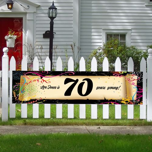 Personalized Confetti 70th Birthday 5 Ft. Banner