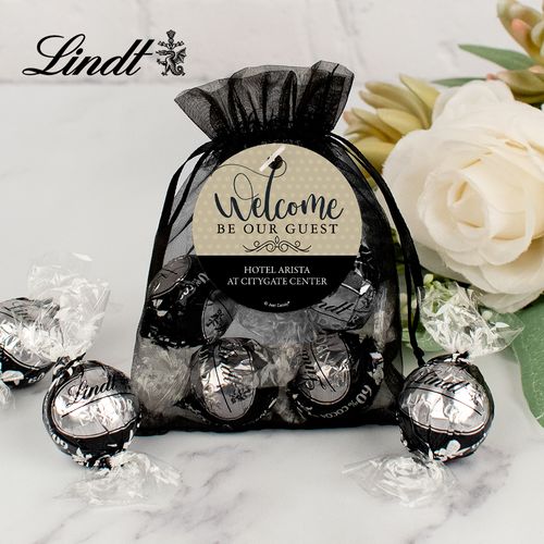 Personalized Business Lindt Truffle Organza Bag Welcome