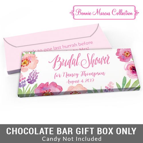 Deluxe Personalized Floral Embrace Bridal Shower Candy Bar Favor Box