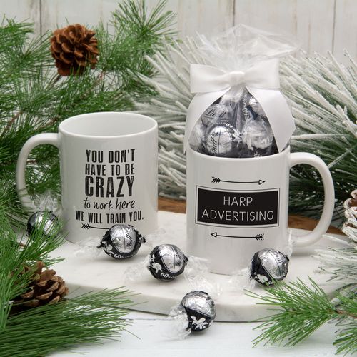 Personalized Crazy to Work Here 11oz Mug with Lindt Truffles