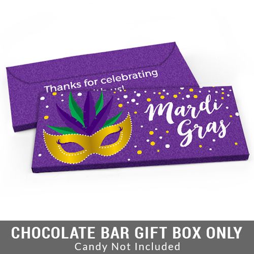 Deluxe Personalized Big Easy Mardi Gras Candy Bar Favor Box